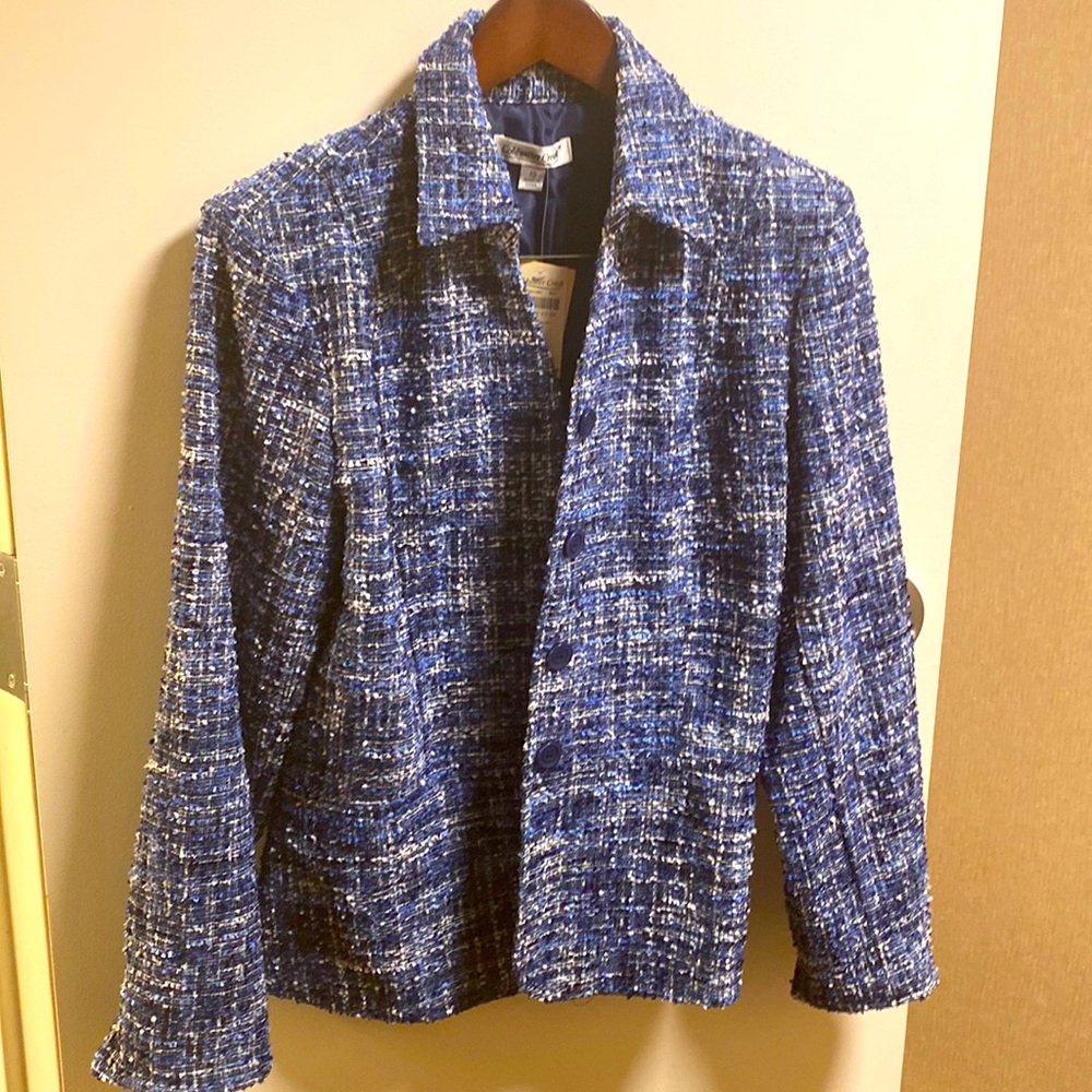 New Coldwater Creek Blue and White Blazer